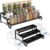 SANKEU Expandable Spice Rack Organizer for Cabinet 3 Tiered Metal Seasoning Organization with Guardrails Spice Shelf Storage for Jars Adjustable Length 13″-21″ Black 1Pack