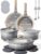 CAROTE 20Pcs Titanium Cookware Set, Pots and Pans Set Non Stick, Kitchen Cooking Set with Detachable Handle, Non Toxic Induction Cookware, Dishwasher/Oven Safe