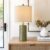 G-SAFAVA 20.25″ Small Single Table Lamp for Bedroom Modern Ceramic Nightstand Lamp Farmhouse Bedside Lamp Boho Living Room End Side Table Lamp, Green
