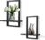 PHOENANCEE Square Floating Shelves,Wall Plants Holder,Bathroom Wall Decor,Framed Decorative Shelf Black,Modern Chic Set of 2 for Living Room Bedroom Home Office,Soild Wood,L+S