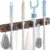 Mop and Broom Holder Wall Mount – Rustic Wood Broom Mop Hanger – Wall Mounted Garden Tool Rack Organizer for Closet Garage Laundry Room Kitchen Decor With 4 Slots & 4 Hooks