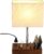 Briever USB Table Lamp, Multi-Functional Desk Lamp with 2 AC Outlets, Bedside Lamp with 3 USB Charging Ports and Wooden Phone Stands, Nightstand Lamp for Bedroom, Livingroom, Office, Walnut Wood