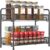 Spice Rack Organizer for Countertop,Xpatee 2-Tier Foldable Metal Rust-Proof Standing Large Seasoning Storage Shelf with Guardrail and Mesh Design for Kitchen Cabinet Bathroom Living Room Pantry, Black