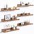 upsimples Floating Shelves for Wall, Wall Shelves for Decor Storage Set of 6, Wall Mounted Wood Shelf for Bedroom, Living Room, Bathroom, Kitchen, Picture Ledge Shelf, Brown