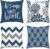 Hexagram Geometric Blue Pillow Covers 18×18 Set of 4, Decorative Outdoor Boho Modern Throw Pillow Covers, Home Sweet Home Farmhouse Cushion Case for Couch Sofa Bedroom Indoor Decor(No Insert)