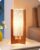 EDISHINE 13.5″ Small Table Lamp, Walnut Wood Cylinder Nightstand Lamp for Bedroom, Beige Linen Shade, Corner Modern Bedside Lamp for Living Room, On-Off Line Switch, E26 Base (Bulb Not Included)