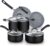 Cook N Home Professional Induction Compatible Marble Nonstick Cookware Set, Pots and Pans Set Includes Saucepans with Lid, Stockpot with Lid, Frying Pans, Heavy Nonstick, 8-Piece, Black/marble