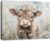 Funny Cute Highland Cow Canvas Wall Art Highland Cattle Picture Painting Wall Decor Flowers Animals Poster Print Artwork Decoration for Farmhouse Living Room Bedroom Home Decor 16L x 12W