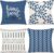 YCOLL Pillow Covers 18×18 Set of 4, Modern Sofa Throw Pillow Cover, Decorative Outdoor Linen Fabric Pillow Case for Couch Bed Car，Light Blue
