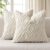 MIULEE Beige Throw Pillow Covers 18×18 Inch, Neutral Soft Plush Faux Wool Solid Couch Pillows Set of 2, Decorative Farmhouse Boho Cushion Covers for Sofa Living Room Bed Home Decor