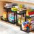 4 Pack L-Shape Under Sink Organizer, 2 Tier Pull Out Cabinet Organizer with 5-Level Adjustable Height, Double Sliding Metal Storage Rack for Kitchen Bathroom Pantry, Black