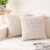 Pack of 2 Corduroy Decorative Throw Pillow Covers 18×18 Inch Soft Striped Pillow Covers Modern Farmhouse Home Decor for Sofa Living Room Couch Bed(Cream White)