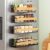 SONGMICS Magnetic Bamboo Spice Rack for Refrigerator, 4 Pack, 2 Large and 2 Small Kitchen Magnetic Shelves for Washing Machine, Spice Organizers, No Drilling Needed, Ink Black UKCS062BH01