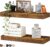 QEEIG Bathroom Floating Shelves for Wall – 15.7″ Wall Mounted Shelf Over Toilet Farmhouse Home Decor Display Bookshelf Small 15.7 x 6.7 inch Set of 2, Rustic Brown (008-40BN)