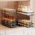 2 Pack Pull Out Spice Rack Organizer for Cabinet, 2 Tier Metal Slide Out Seasoning Organizer and Storage Heavy Duty Vertical Spice Rack Shelf Pullout for Kitchen Cabinets No Drilling (Black)