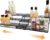 3 Tier Wide Expandable Cabinet Spice Rack Organizer (14.5″ to 29.1″) – Step Shelf with Protection Railing, Black