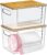 Trash Bag Dispenser 2 Pack – Under Sink Organizer, Plastic Bag Holder, Stackable Acrylic Garbage Bag Storage with Bamboo Lid for Kitchen Cabinet, 13/30/33 Gallon Grocery Bag Dispenser