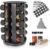 Tianifa Black Countertop Rotating Spice Rack, Round Empty 20-Jars Revolving Spice Rack Organizer, 135 Spice Labels with Funnel Complete Set, for Kitchen Countertop, Cabinet