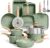MAISON ARTS Green Pots and Pans Set Non Stick, 17 Piece Induction Kitchen Cookware Sets, Non Toxic Granite Pan Sets for Cooking Nonstick